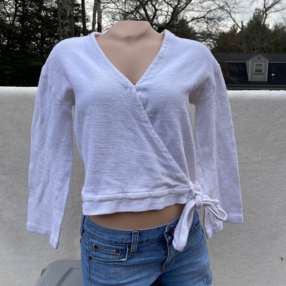 Texture & Thread Madewell White Beachy Crop Style Top Size Small